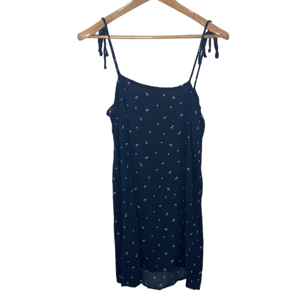 Brandy Melville navy scattered micro palm print tie strap square neck mini dress - Picture 3 of 9